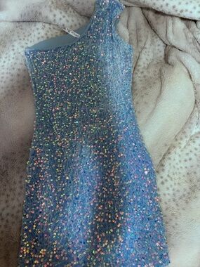 Lucy in the Sky Iridescent Sequin Blue Mini Dress